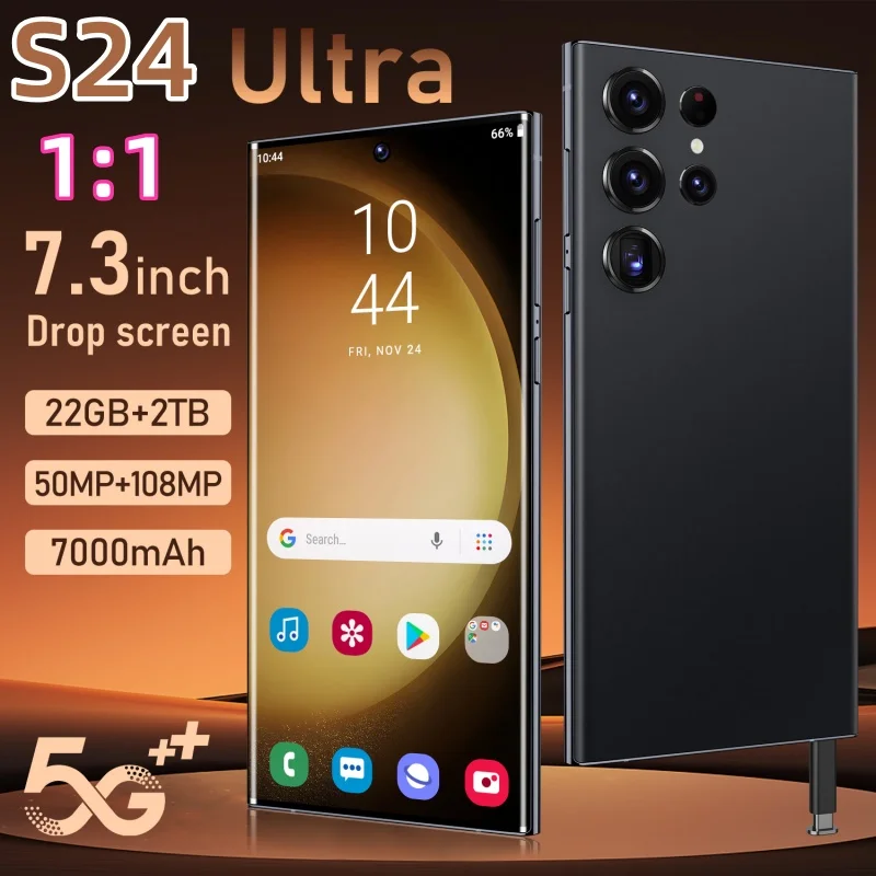 S24 Ultra Mobile Phones 7.3 HD Screen SmartPhone Original 22GB+2TB 4G 5G Dual Sim Celulares Android Unlocked 8000mAh Cell Phone for smart mobile phones