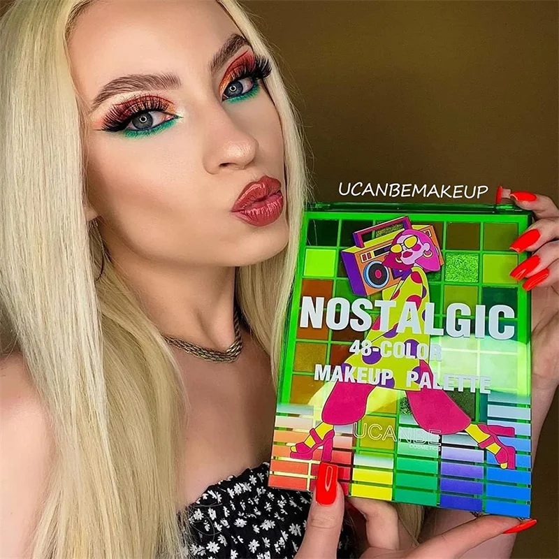 UCANBE 48 Color Nostalgic Makeup Palette Highly Pigmented Dramatic Rainbow Eyeshadow Professional Water Resistant Long Lasting