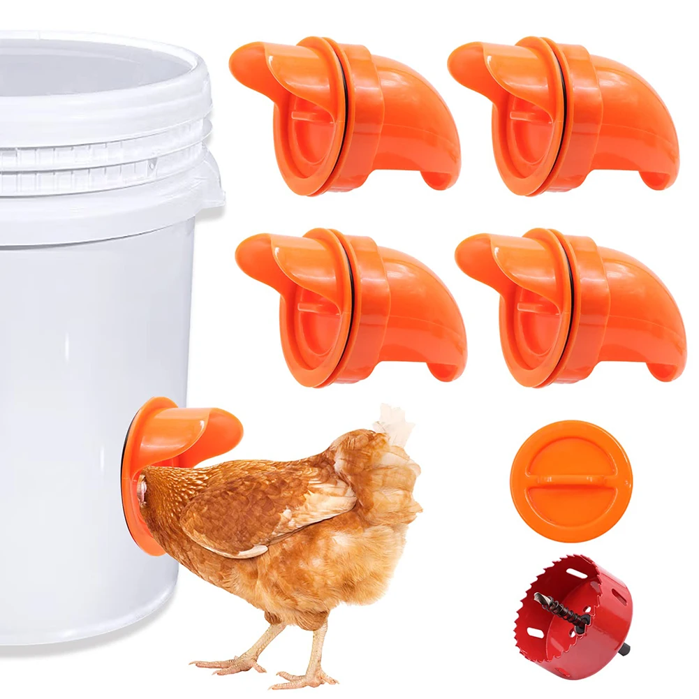

SWEETHOME Automatic Poultry Feeders Waterproof No Waste Diy Chicken Duck Feeder Port For Buckets Barrels Troughs Bins