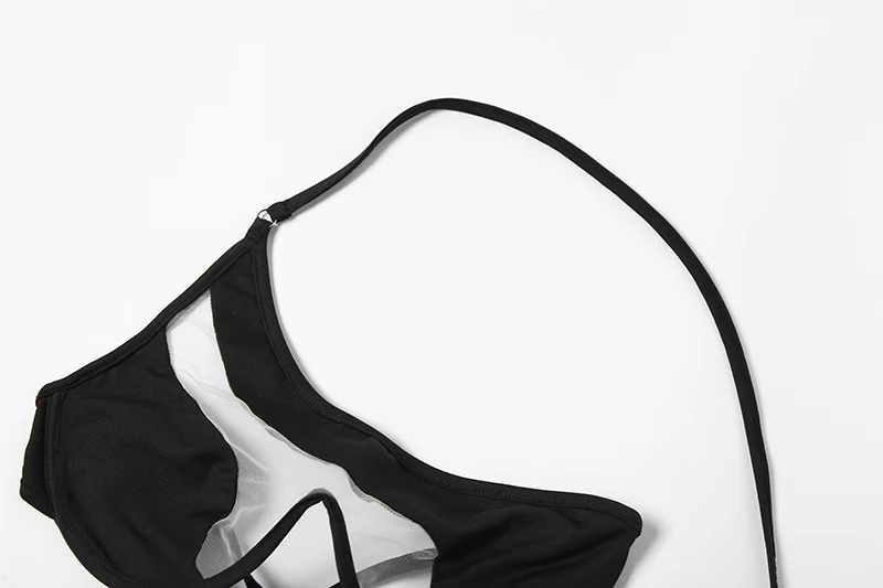 string bikini set Women Two Piece Bikini Swimsuit Sexy Bathing Suits Halter Triangle Tops String Bikini Sets One-shoulder Mesh Lace-Up Vest Briefs plus size swimwear