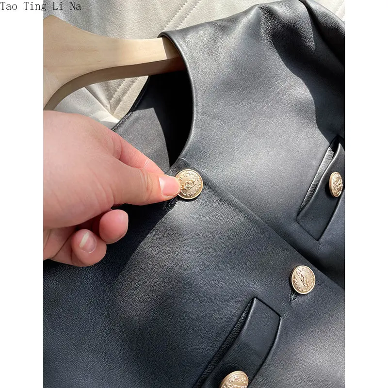 2023 Women New Spring Genuine Sheep Leather Jacket Real Sheepskin Leather Coat W20