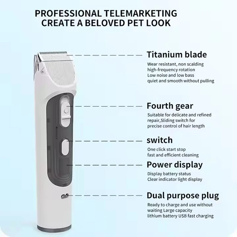 Pet Grooming Kit And Vacuum Electric High Power Trimmer Grooming Tools Pet Hair Vacuum Set
