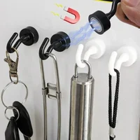 สีดําตะขอแม่เหล็กที่แข็งแกร่งสําหรับตู้เย็น Multi-Purpose Wall MAGNET Hook คีย์ Coat แขวนแขวนห้องครัวห้องน้ํา Organizer 2