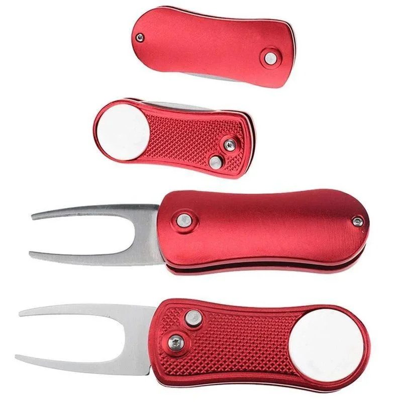 Stainless Steel Golf Folding Buckle Spring Ball Fork Aluminum Alloy Green Repair Metal Fork Positioning Golf Course Supplies