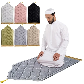Muslim Prayer Mat,Islamic Turkish Prayer Rugs,Ramadan Gift Prayer Mat for Women and Men,Portable Flannel Mats,Praying Pad 65X110