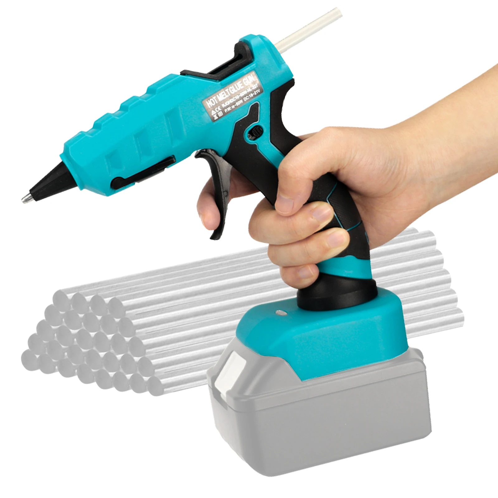 50W Cordless Hot Melt Glue Gun with 30pcs 7mm Glue Sticks for Makita 18V Li-ion Battery Electric Repair Power Tool (No Battery)