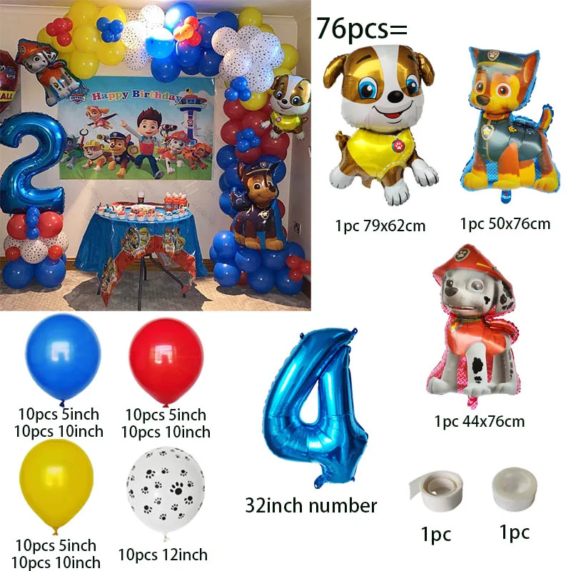 76-teiliges PAW Patrol Ballons Bogen-Girlanden-Set Latex-Ballons Zahlenballons PAW Patrol Geburtstag Babyparty Dekoration Geschenk – Detail 5