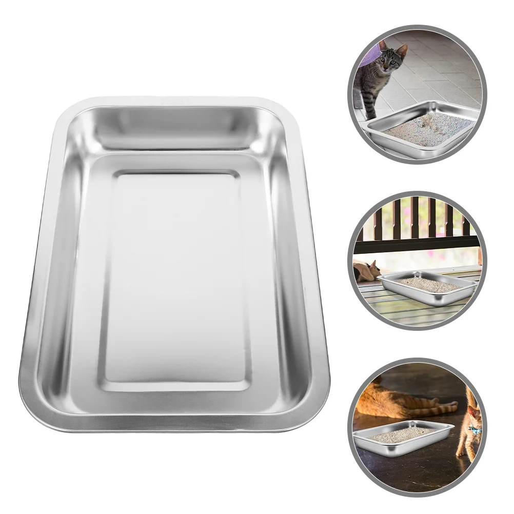 

Kitten Non-magnetic Stainless Steel Cat Litter Box Household Toilet Rabbit Tray Shallow