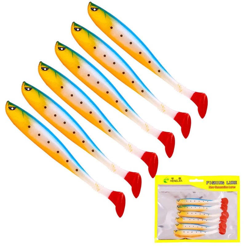 6-Piece Soft Silicone Fishing Lure Set - 9cm 4g Swimbaits for Saltwater and Freshwater Bass Fishing
