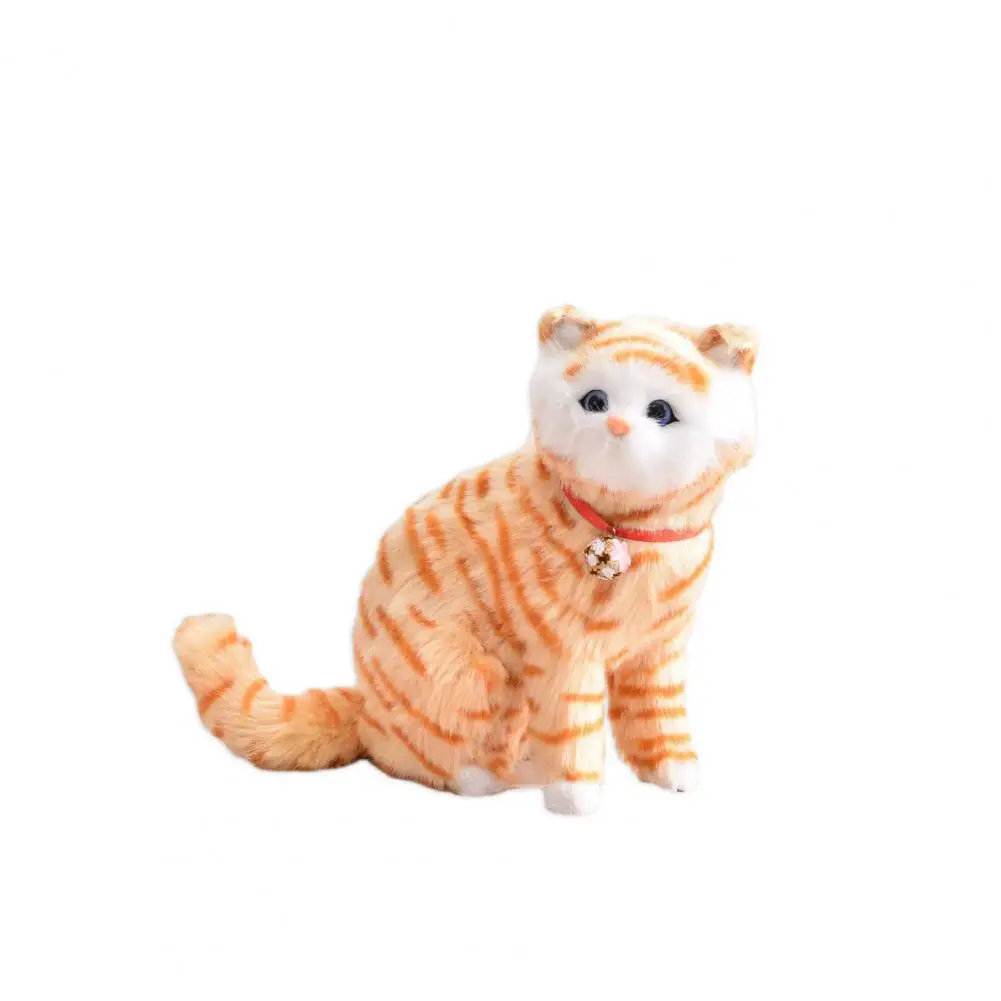 

Мягкая игрушка для котят, мягкая пушистая Реалистичная сидячая кошка, плюшевая игрушка с воротником, мягкая котята, плюшевая кукла для украшения дома, для детей