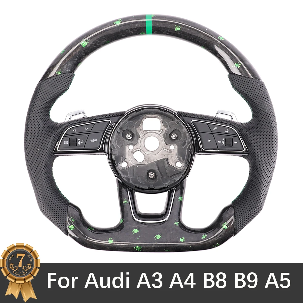 

For Audi A3 A4 B8 B9 A5 A6 A7 C8 A8 Real Customized Carbon Fiber Steering Wheel With Paddles Steering Wheel Assembly Accessories