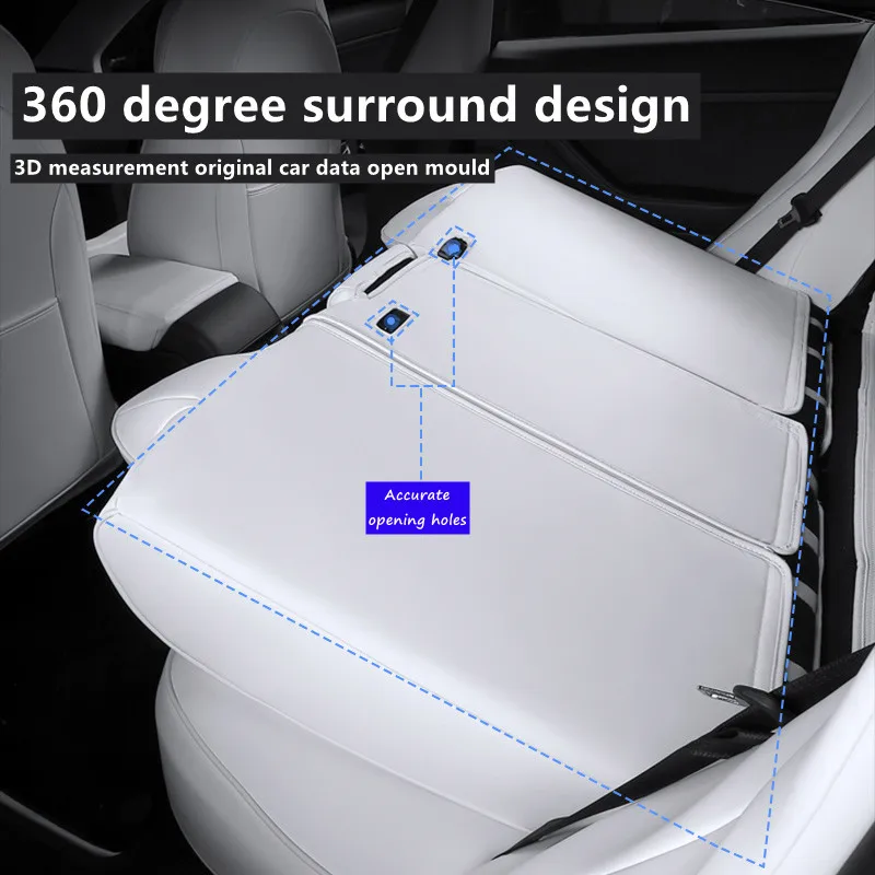 For Tesla Model 3 Y X S Seat Cover 8 Grade Anti Fouling Nappa Leather White Full Surround Solvent Free Car Interior Accessories - Image 4