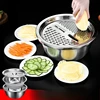 3PCS/1Set Vegetable Slicer, Stainless Steel Slicer, Potato Slicer, Vegetable Washing Basin, Drain Basket, Multifunctional 2