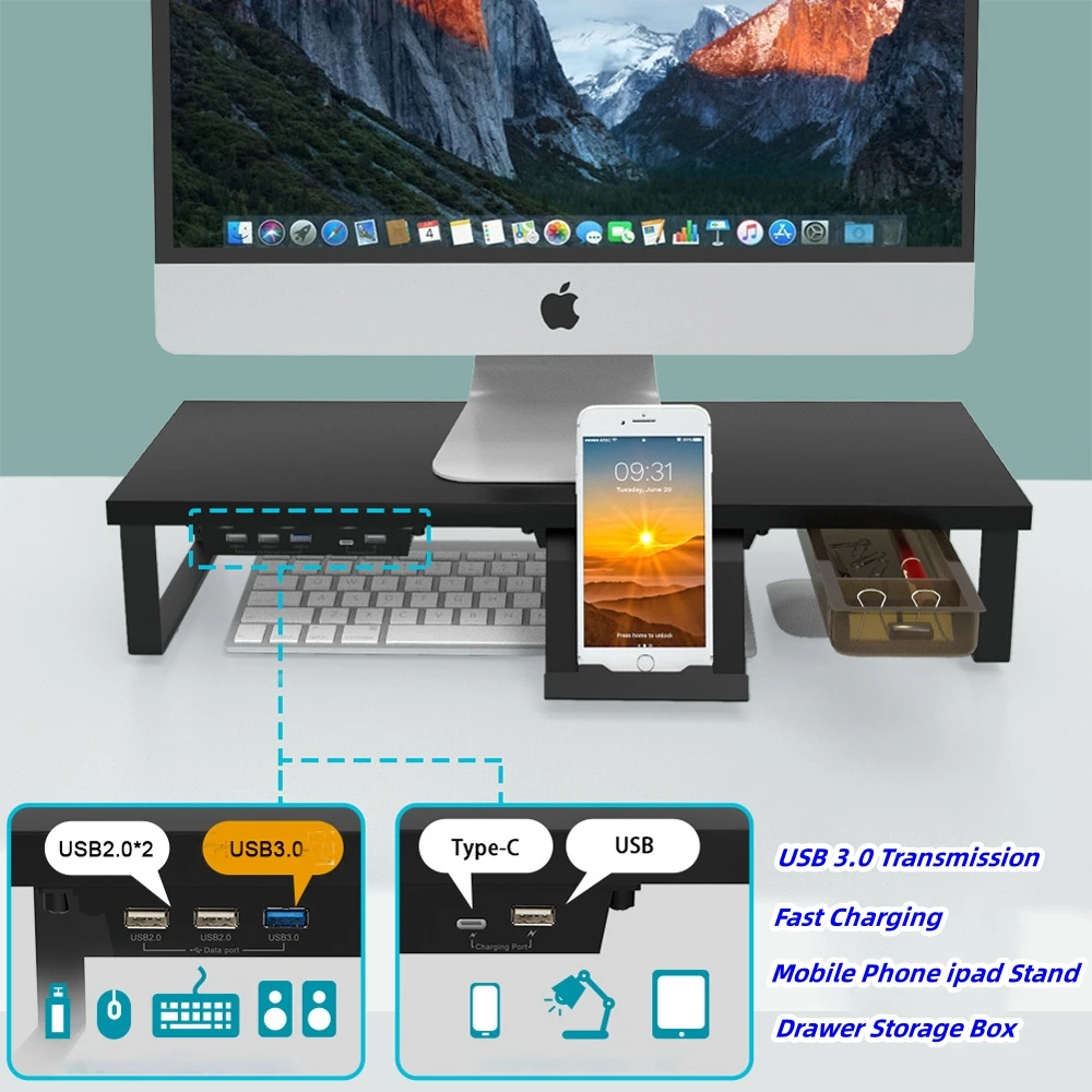 Monitor-Stand-Riser-Desktop-Monitor-Riser-with-Drawer-Monitor-Stand ...