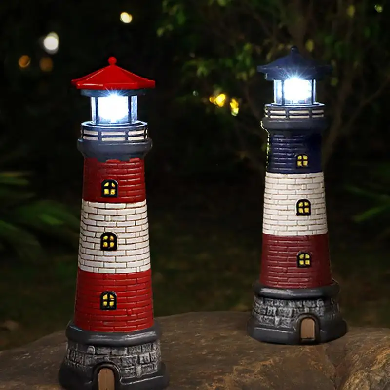 

Lighthouse Shape LED Solar Light Rotating Solar Lamp Landscape Garden Fence Yard Outdoor Decoration Sculpture Statue Figurines
