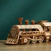 DIY 3D Wooden Puzzle Small Train Model Building Block Jigsaw Assembly Kits Educational Toy for Children Adults Decoration Gift 4