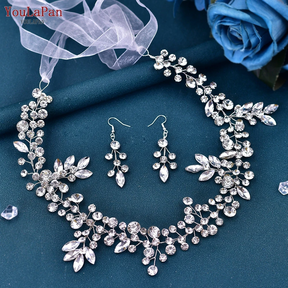 

YouLaPan HP259 Shiny Rhinestone Headband for Wedding Hair Accessories Bride Hair Ornaments Woman Headpiece Earring Bridal Tiara