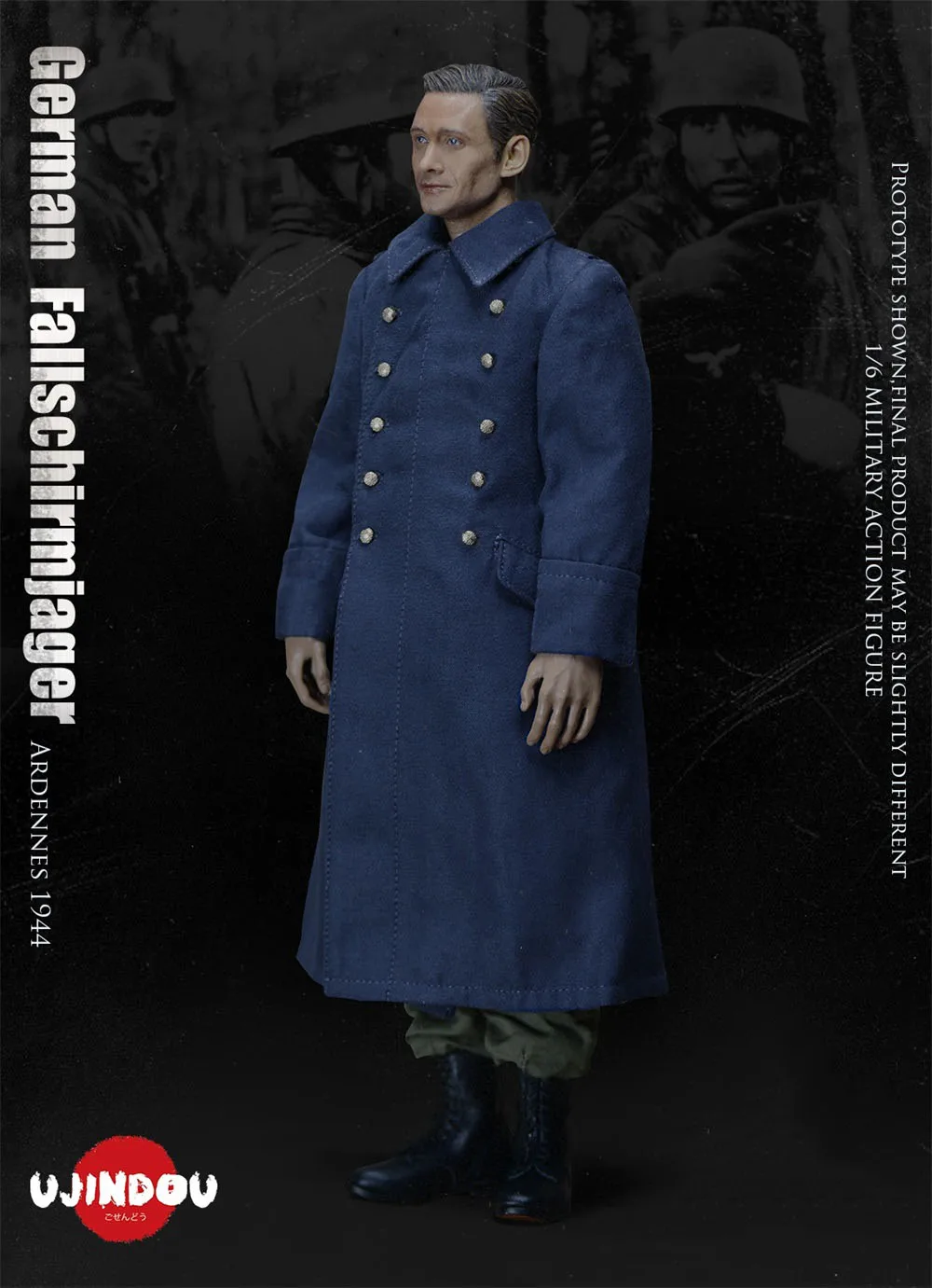 

1/6 UJINDOU UD9009 WWII Series Battlefield Arden Campaign Army Battle Long Overcoat Accessories Fit 12" Action Figure DIY