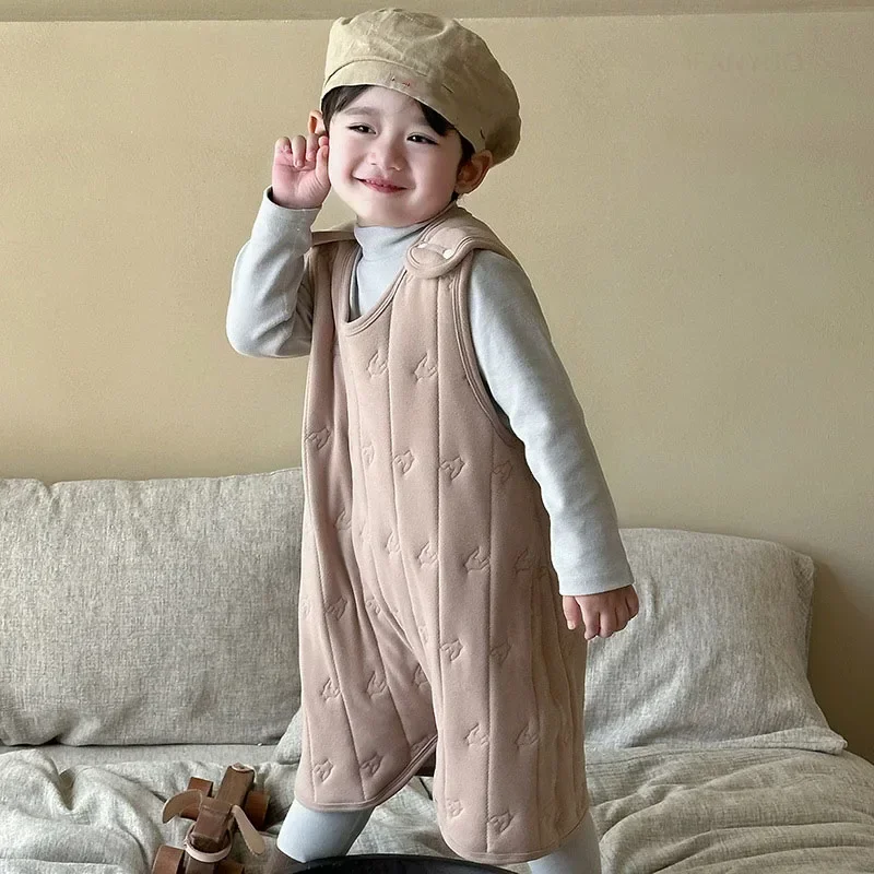 Baby Cotton Jumpsuit Autumn Winter Wool Silk Anti Kick Quilt Blanket Thicken Warm Boys Girls