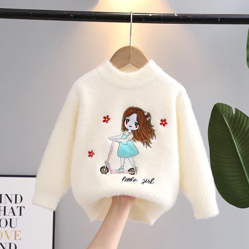 

Girls Velvet Sweaters Aurumn 2024 Children Knitted Woolen Sweatshirts Clothes For Baby Girl Pullover Sweater Spring Kids Tops 8Y