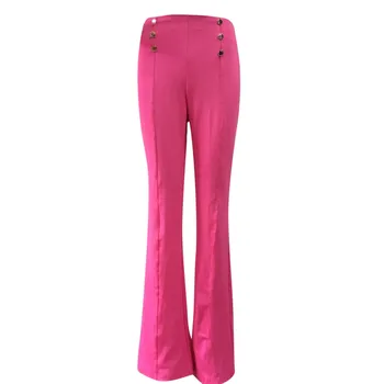 Elegant Temperament Straight Pants Women Solid Color High Waist Double Breasted Buckle Trousers Spring Summer Workplace Pants 5