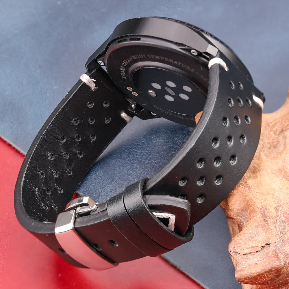 Luxury Genuine Leather Watch Strap with Butterfly Buckle – Available in 4 Elegant Colors