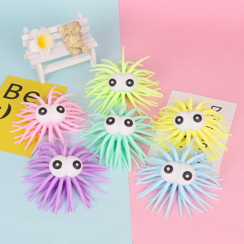 Novelty Sea Urchin Hair Ball Children's Toy Pinch Hair Toy Fingertip Ball Luminous