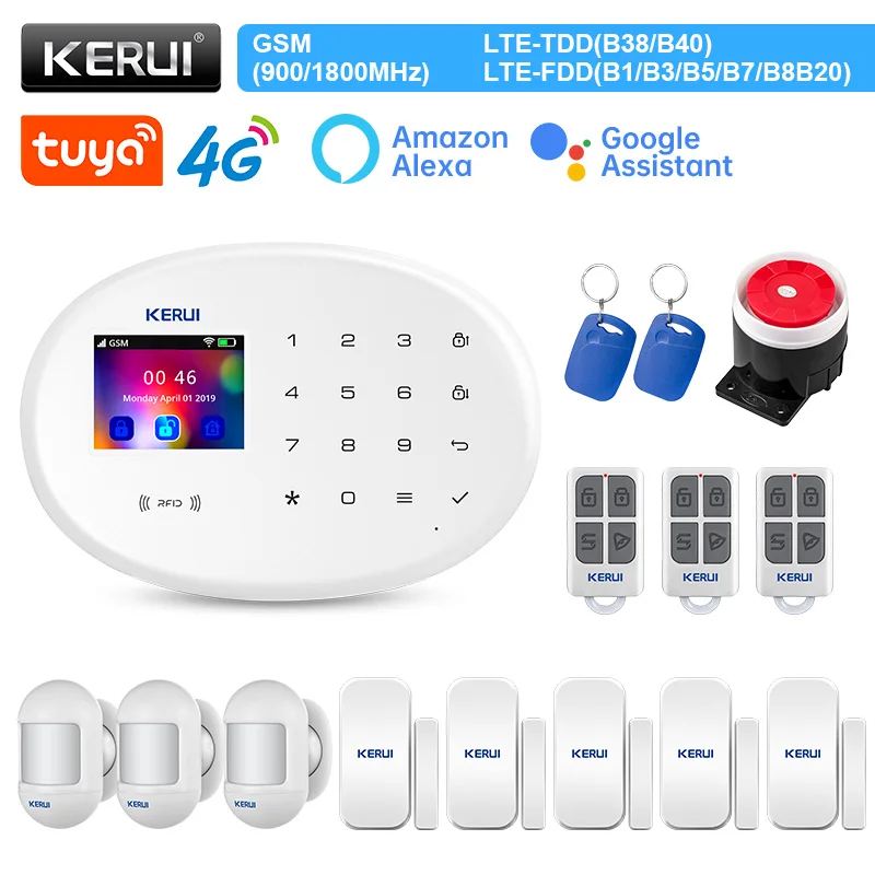 

KERUI охранная сигнализация для дома W204 4G и WIFI сигнализация с домашними аксессуарами датчик движения проводная сирена