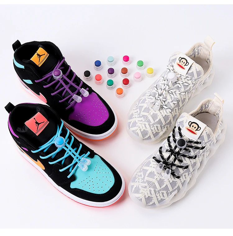 Spring Lock Shoelaces No Tie Shoe Laces Sneakers Round Elastic Shoelace Kid Adult Quick Without Ties Shoestrings Rubber Bands