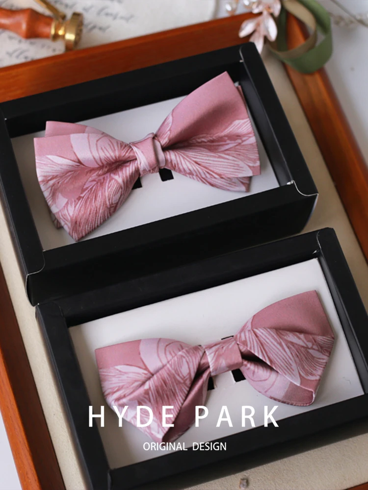 high quality Pink gift box wedding groom wedding dress collar flower men's groomsman bow tie