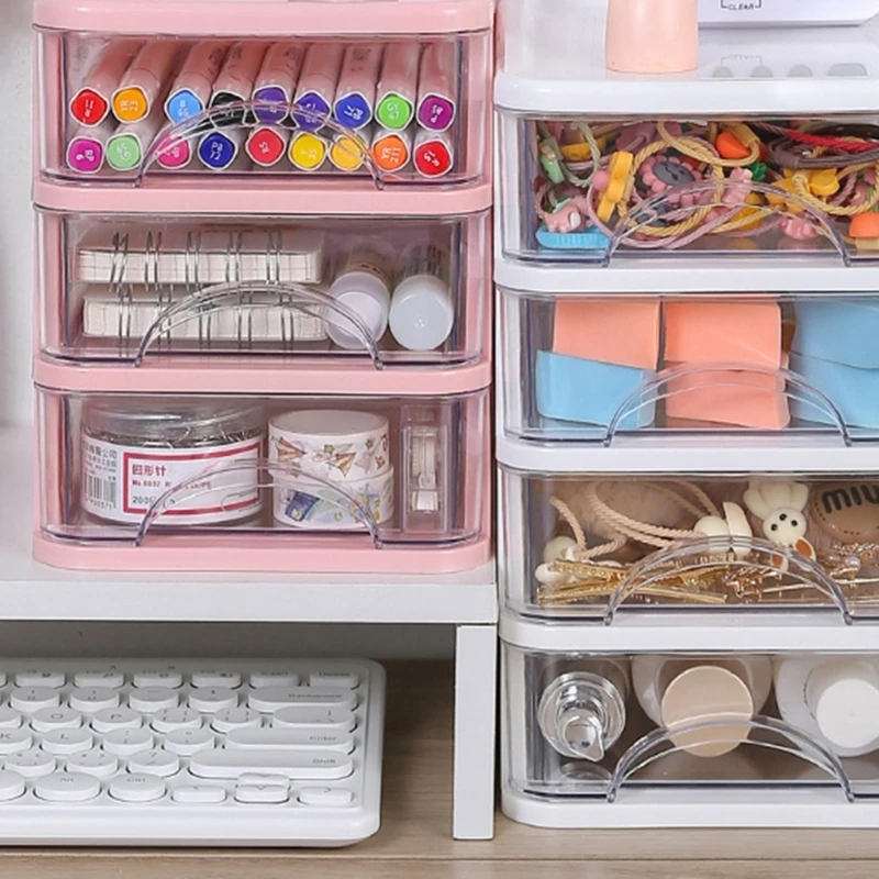 Small Desk Organizer Stackable Desktop Storage Clear Desktop Storage Drawers Makeup Organizers Plastic Storage Box 896C 5