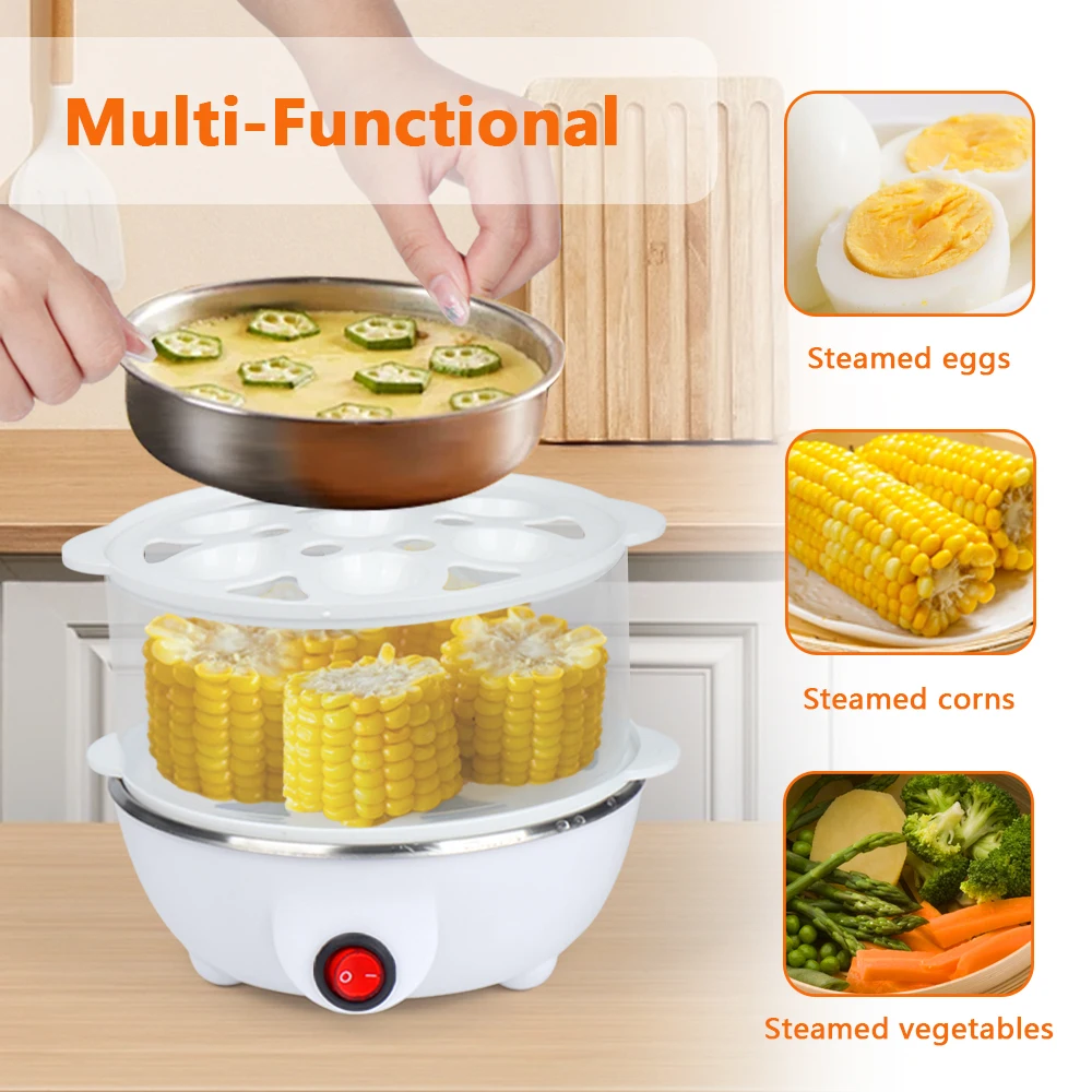 2024 Hot Sale Arrivals Kitchen Double Layer Electric Egg Boiler Holder Rapid Egg Cooker 5