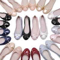 YAERNBig Size 42/43 Ladies Single Shoes Bowtie Flats Patent Leather Loafers Women Round Toe Roll-Up Shoes Woman Bridesmaid Flats 2
