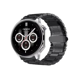 Premium 22mm Stainless Steel Watch Band Strap - Versatile Wristband Accessory - OPPO Watch 4 Pro (Coal Black)