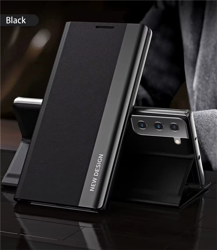 Leather Flip Magnetic Phone Case with Shockproof Stand Function - Elegant and Durable Design