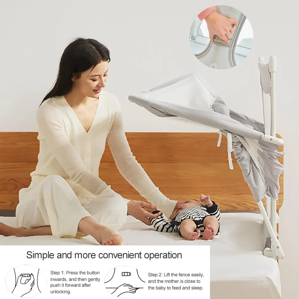 3 in 1 Baby bassinets bedside sleeper, co sleeping bed for baby, for co sleeper for baby in bed, Portable Crib, breathable 2