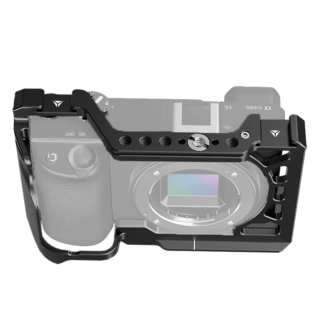 Aluminium Kamerakäfig Rig Kaltschuhhalterung 1/4 3/8 Schraubenlöcher für Sony A6500 A6400 A6300 A6000 Stabilisator Lichtverlängerungshalter – Detail 14