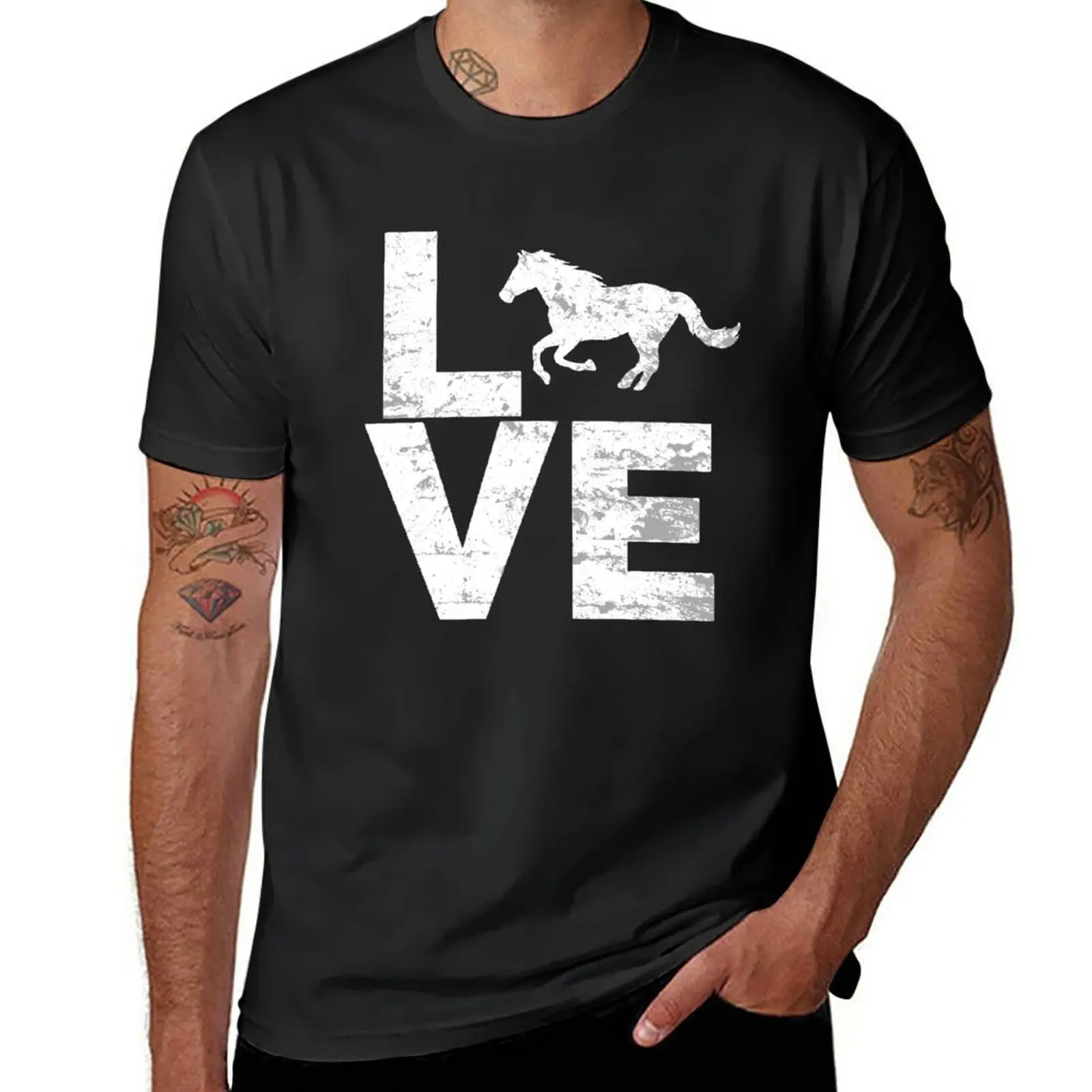 

New I Love Horses Distressed Effect Vintage Look T-Shirt shirts graphic tees funny t shirt t shirts for men graphic