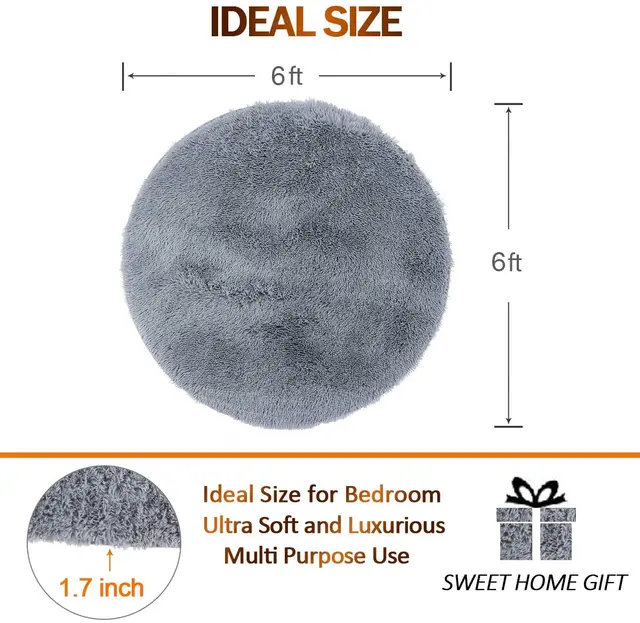 Silver Bubble Kiss Thick Round Rug Carpets for Living Room Soft Home Bedroom Kid Room Plush Salon Decoration 6