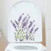 Waterproof Toilet Sticker Purple Flower Toilet Lid Decoration Decal Removable Waterproof Pvc Wall Art for Room Bathroom Lavender 1