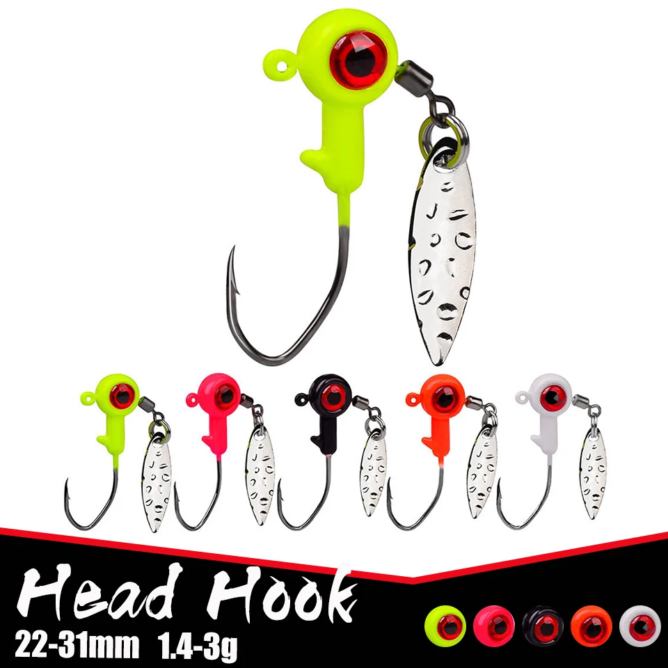5Pcs/Lot Big Eye Fishhead Hooks 1.4g/1.6g/3g Fishhooks With Metal