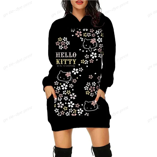 thumbnail image 1 of Sudadera con capucha de diseño original de HELLO KITTY con estampado de anime, sudadera ajustada con dibujos animados, sudadera versátil, sudadera con capucha de moda, vestido para mujer y2k, 1 of 5