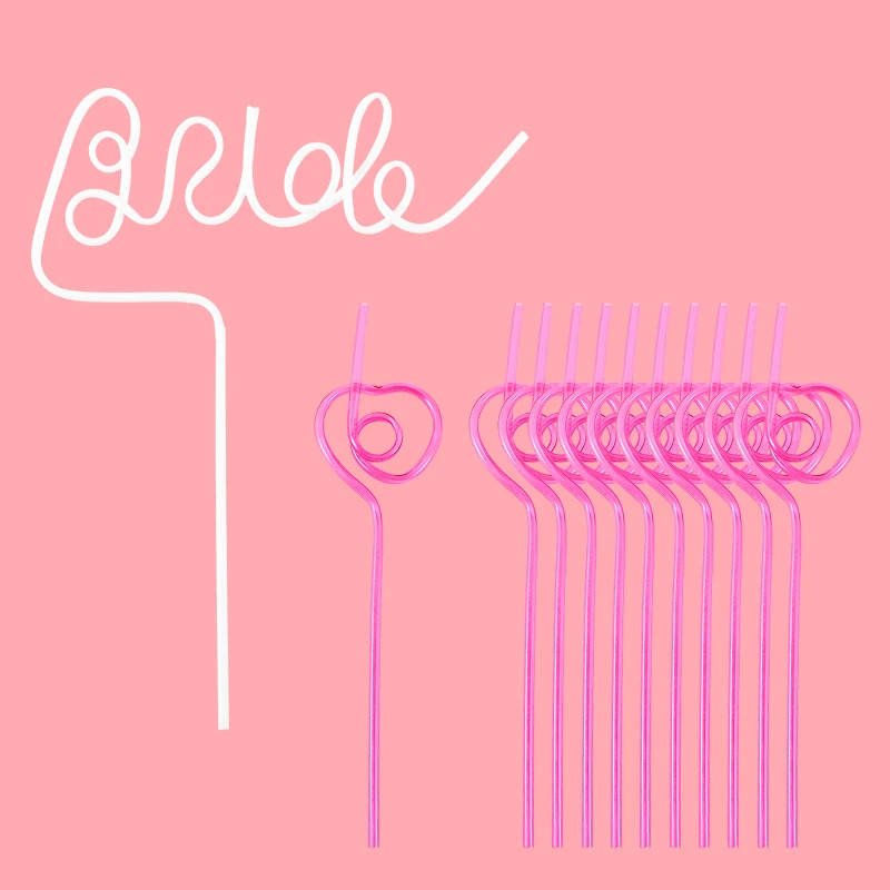 1set Bridal Shower Straws Love Heart Drinking Straw Bride To Be Wedding Decoration Bachelorette Hen Party Supply Team Bride Gift