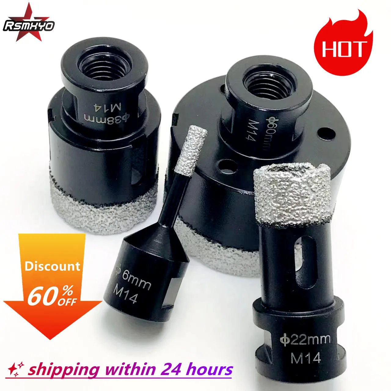 RSMXYO 1pc Dry Diamond Drilling Core Ceramic Tile Hole Saw Cutter Granite Marble Drill Bits Tiles Crowns with M14 Thread Opener