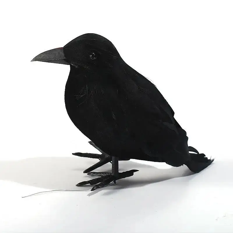 3 Pcs/set Crow Mock Bird Theme Garden Statue Sculpture Toy Feather Animal Festival Decoration Props Party Supplies Decoration