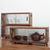Solid Wood Desktop Storage Box Dust-proof Water Cup Storage Cabinet High-grade Black Walnut Table Side Cabinet 2