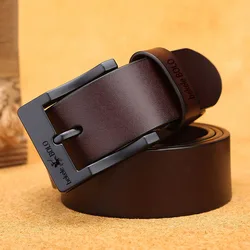 Luxurious Genuine Leather Unisex Belt with Stylish Alloy Buckle - 125cm (BOLOFKHK-Brown)