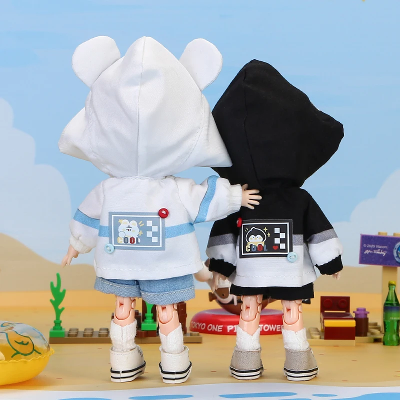 Ob11 Doll Cute White Bear Penguin Hooded Sweater Coat Doll Clothes For Molly, Obitsu11, Ufdoll, 1/12bjd, Gsc, Body9, Ymy Doll 4