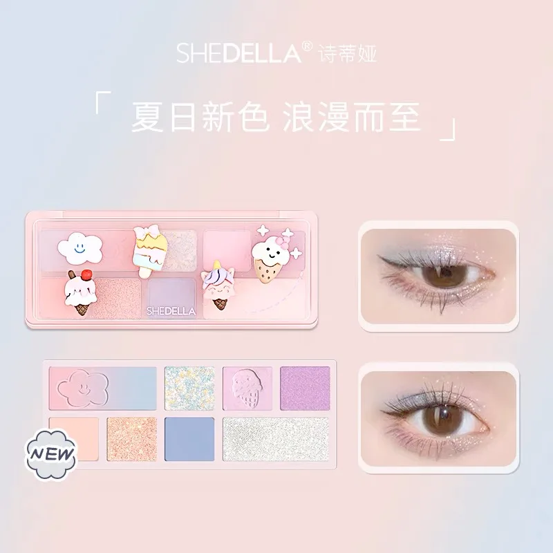 Shedella 8 Colors Punk Smokey Matte Glitter Eyeshadow Palette Shimmer Eye Shadow Makeup Palette Cool Toned Gray Black Eye Pigmen