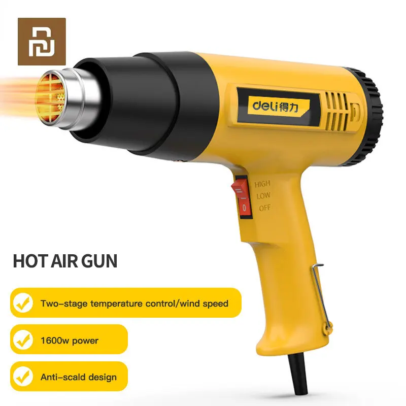 

Xiaomi Deli Quick Hot Air Gun Second Speed Wind Speed Control Soften Adhesives Shrink PVC Film Car Film Thaw Water Pipe Tools